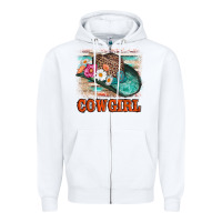 Cowgirl Hat Flowers Leopard And  Leather Zipper Hoodie | Teevron