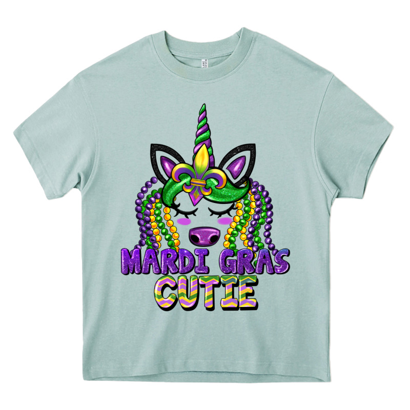 Mardi Gras Cutie Unicorn Heavy Core Tee by CowGirlArtShop | Teevron