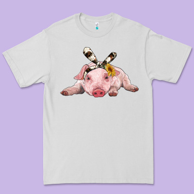Baby Pig With Cowhide Ribbon Premium Tee Designed By Ranaportraitstore