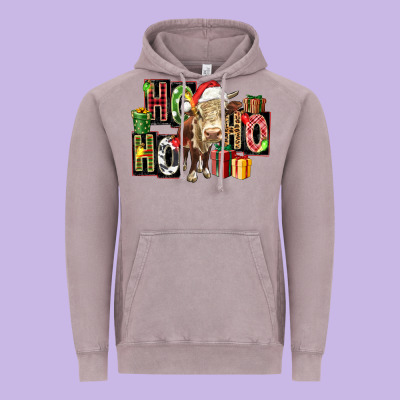 Ho Ho Ho Heifer Vintage Hoodie Designed By Fadigitalartstudio