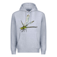 Heather Grey Blue And Yellow Dragonfly Premium Hoodie - LillyAllenDesigns