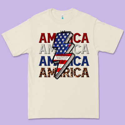 America With Lightning Bold Premium Tee Designed By Cowgirlartshop