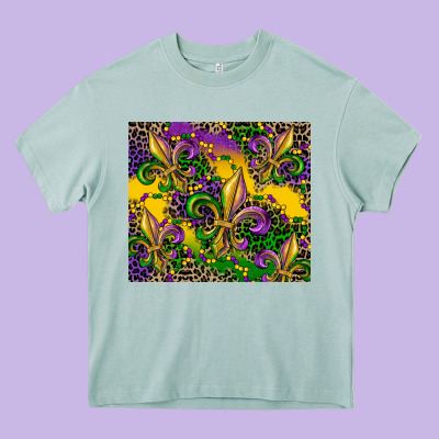 Mardi Gras Fleur De Lis Heavy Core Tee Designed By Cowgirlartshop