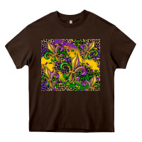 Chocolate Brown mardi gras fleur de lis Heavy Core Tee - CowGirlArtShop