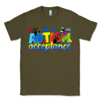 Army Green Autism acceptance Classic Tee - CowGirlArtShop