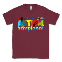 Burgundy Autism acceptance Classic Tee - CowGirlArtShop