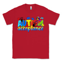 Red Autism acceptance Classic Tee - CowGirlArtShop