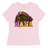 Bubblegum Pink football nana Ladies Tee - OliviaCreatesArt