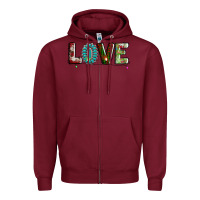 Burgundy love christmas gemstone Zipper Hoodie - AdoDesignShop