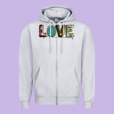 Love Christmas Gemstone Zipper Hoodie Designed By Adodesignshop