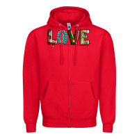 Red love christmas gemstone Zipper Hoodie - AdoDesignShop