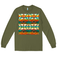 Army Green native american aztec seamless pattern 1 Long Sleeve Tee - BundleAndBundleShop