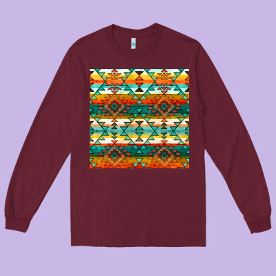 Native American Aztec Seamless Pattern 1 Long Sleeve Tee Designed By Bundleandbundleshop