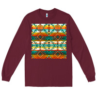 Burgundy native american aztec seamless pattern 1 Long Sleeve Tee - BundleAndBundleShop