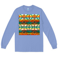 Colony Blue native american aztec seamless pattern 1 Long Sleeve Tee - BundleAndBundleShop