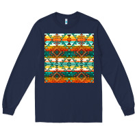 Navy native american aztec seamless pattern 1 Long Sleeve Tee - BundleAndBundleShop