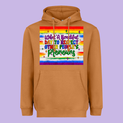 What A Beautiful Day To Respect Other People's Pronouns  Tumbler Heavyweight Hoodie Designed By Jahusdesignshop