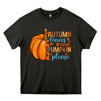 Asphalt Autumn leaves and pumpkin please Heavy Core Tee - RanaPortraitStore