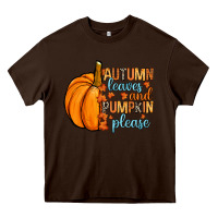 Chocolate Brown Autumn leaves and pumpkin please Heavy Core Tee - RanaPortraitStore