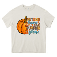 Cream Autumn leaves and pumpkin please Heavy Core Tee - RanaPortraitStore