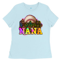 Baby Blue baseball nana Ladies Tee - OliviaCreatesArt