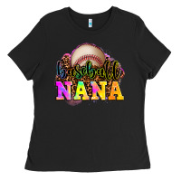 Black baseball nana Ladies Tee - OliviaCreatesArt
