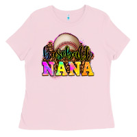Bubblegum Pink baseball nana Ladies Tee - OliviaCreatesArt