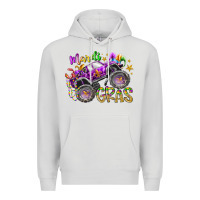 Dove Grey mardi gras monster truck Premium Hoodie - RacoonDesign