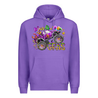 Purple mardi gras monster truck Premium Hoodie - RacoonDesign