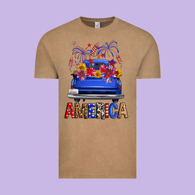 Western Fourth Of July America Truck Vintage Tee Designed By Fadigitalartstudio