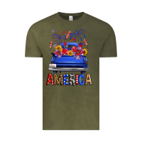 Vintage Olive Western Fourth Of July America Truck Vintage Tee - FaDigitalArtStudio