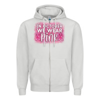 Dove Grey in october we wear pink leopard glitter Zipper Hoodie - AdoDesignShop