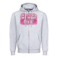 Heather Grey in october we wear pink leopard glitter Zipper Hoodie - AdoDesignShop