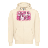 Sandshell in october we wear pink leopard glitter Zipper Hoodie - AdoDesignShop
