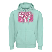 Seafoam in october we wear pink leopard glitter Zipper Hoodie - AdoDesignShop