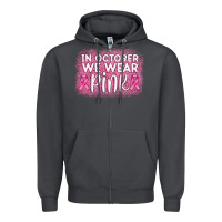Smoke in october we wear pink leopard glitter Zipper Hoodie - AdoDesignShop