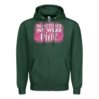 In October We Wear Pink Leopard Glitter Zipper Hoodie | Teevron