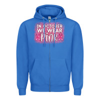True Royal in october we wear pink leopard glitter Zipper Hoodie - AdoDesignShop