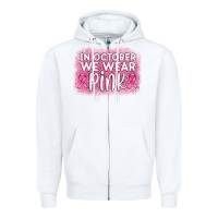 White in october we wear pink leopard glitter Zipper Hoodie - AdoDesignShop