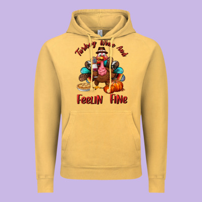 Turkey Wine And Feelin Fine Vintage Hoodie Designed By Bundleandbundleshop