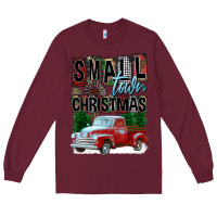 Burgundy Small Town Christmas Long Sleeve Tee - FaDigitalArtStudio