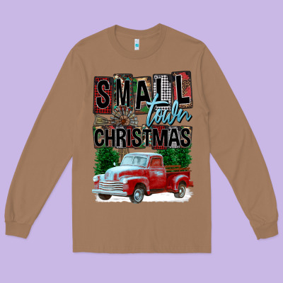 Small Town Christmas Long Sleeve Tee Designed By Fadigitalartstudio