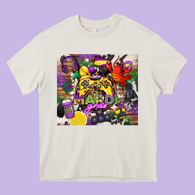 Mardi Gras Gamer Heavy Core Tee Designed By Cowgirlartshop