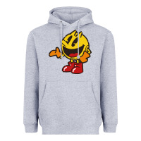 Heather Grey pacman Heavyweight Hoodie - DesigneFamous