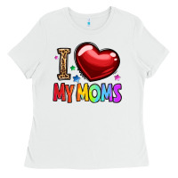 White i love my moms Ladies Tee - OliviaCreatesArt