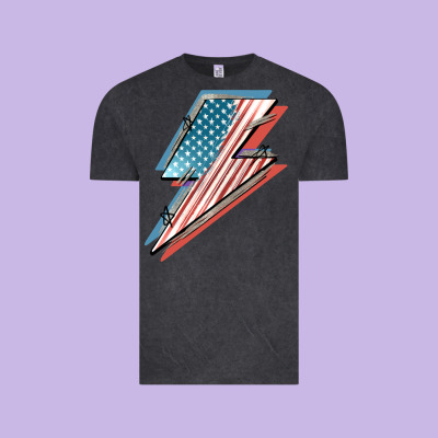 American Flag Lightning Bolt 4th Of July Vintage Tee Designed By Fadigitalartstudio