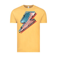 Vintage Mustard American flag lightning bolt 4th of july Vintage Tee - FaDigitalArtStudio