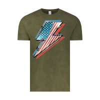 Vintage Olive American flag lightning bolt 4th of july Vintage Tee - FaDigitalArtStudio