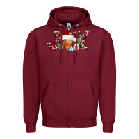 Burgundy joy christmas heifer Zipper Hoodie - AdoDesignShop