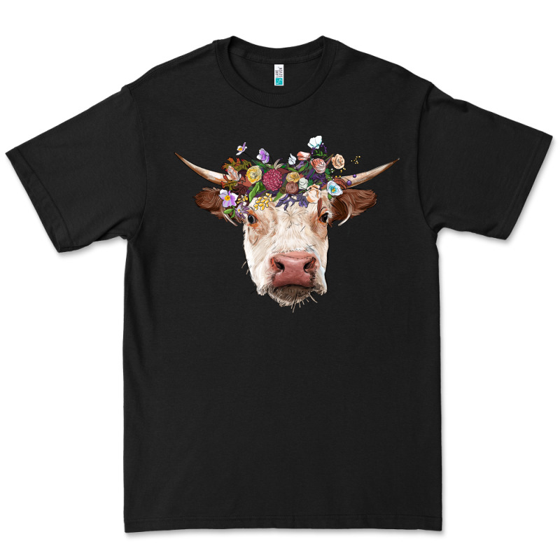 Hereford Cow With Floral Headband Premium Tee by RanaPortraitStore | Teevron